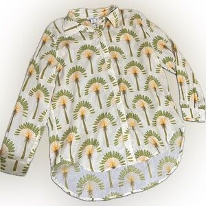 Haute Hippie NWT Palm Tree Button Down Shirt - Green and Yellow